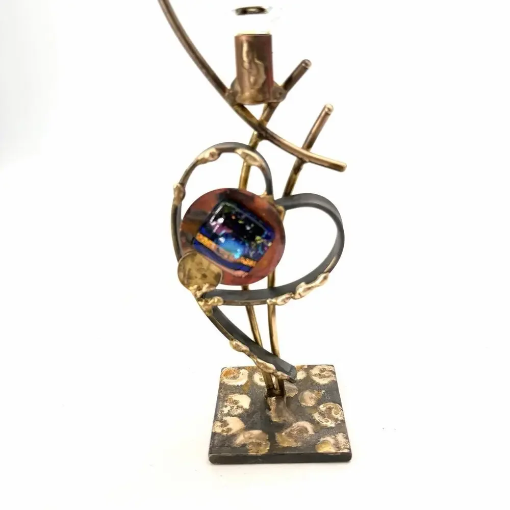 Vintage Gary Rosenthal Wedding Kiddush Cup Metal & Glass Heart Design Judaism